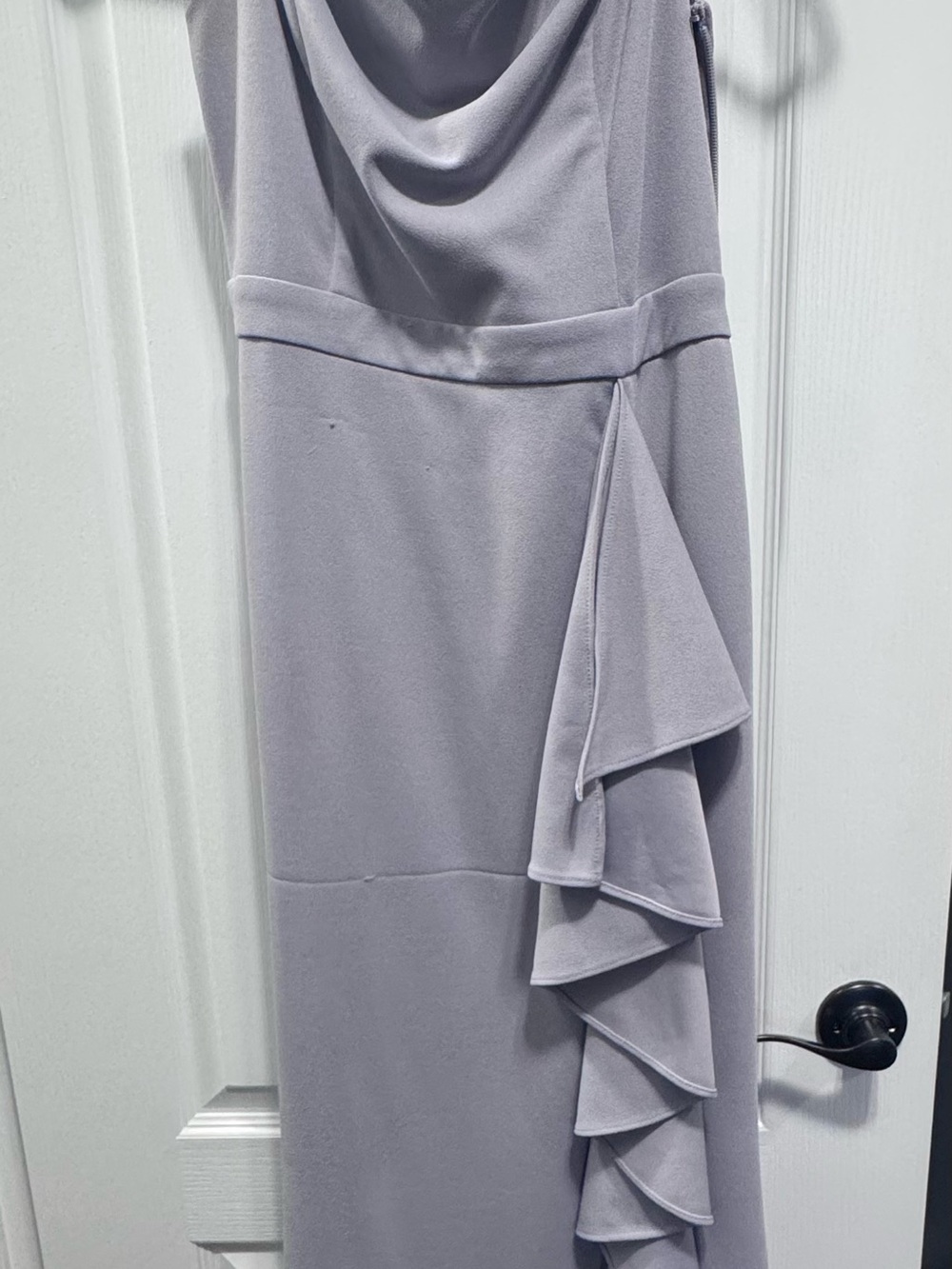Lulu's Lavender Cowl Neck Ruffle Maxi Dress